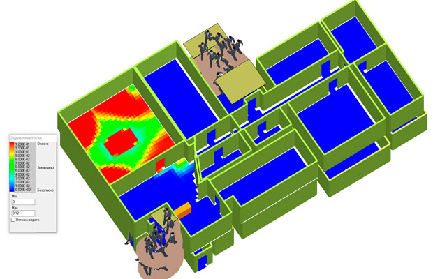 Моделирование эвакуации людей при пожаре