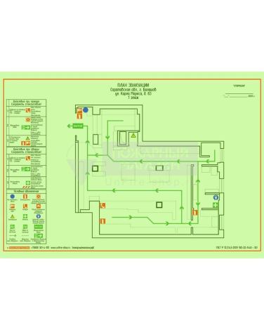 План эвакуации при пожаре А2 (фотолюминесцентный, пластик)