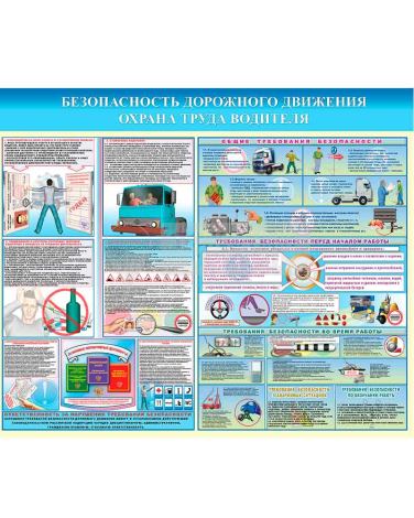 Стенд - Безопасность дорожного движения. Охрана труда водителя СТ120 (пластик, 1200х1000х3 мм)