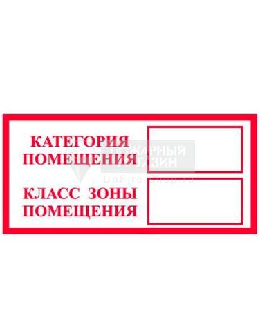 Знак - Категория пожарной опасности (самокл. пленка ПВХ, 200х100 мм)