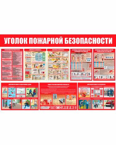 Стенд - Уголок пожарной безопасности СТ555.Г (пластик, 1000х750х3 мм)